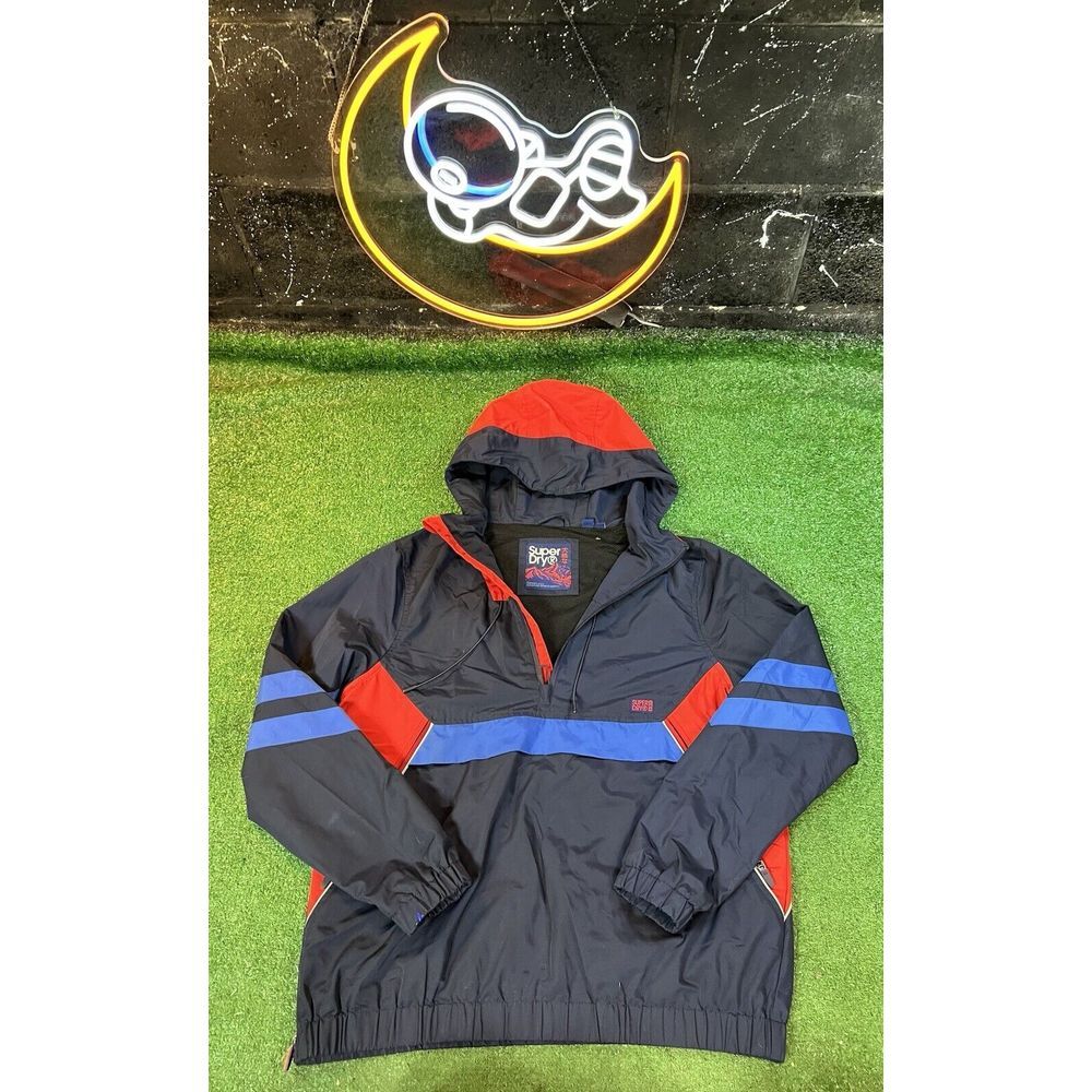 SuperDry Light‎ Core Skate Packaway Overhead Hooded Jacket NC3 Blue Mens Large